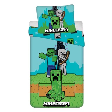 JERRY FABRICS Pamučna dječja posteljina Minecraft "Mobs Here" 140x200 cm, zelena